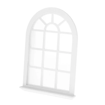 1/12 Къща за кукли френски прозорци, миниатюрна бяла дървена рамка за прозорци за DIY аксесоари за мебели за кукли