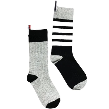 TB Мъжки бутикови памучни чорапи нов стил сив бизнес мъжки чорапи меки дишаща лятна зима за мъжки чорапи плюс размер