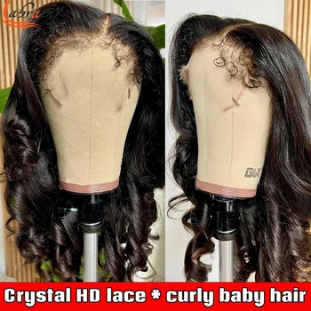 Къдрава бебешка коса Crystal HD 360 Пълна дантела Фронтални естествени перуки за човешка коса 13x4 Дантела Предни перуки Без лепило Извратен ръб за жени Реми