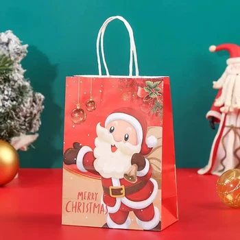Търговия на едро 500pcs/Lot Весела Коледа Персонализирано лого отпечатани крафт хартиени торби за подарък кафе бонбони хранителни стоки декорация опаковка
