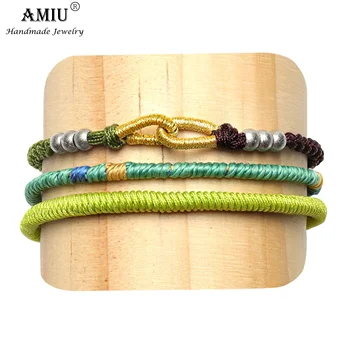 AMIU плитка въже восък водоустойчив приятелство найлон нишка кабел неръждаема стомана гривни комплект за жени и мъже двойка бижута