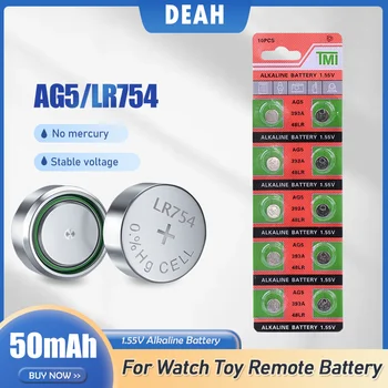 нов AG5 LR754 1.55V алкална батерия D309 D393 G5 G5A L754 LR48 LR754 RW28 SR48 бутон монета клетка за часовник играчка дистанционно управление