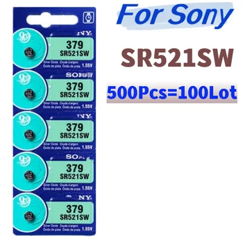 500pcs оригинал за SONY LR521 AG0 бутон батерии SR521SW 379A 379 179 SR63 1.5V алкална монета клетка Сребърен оксидWatch батерия