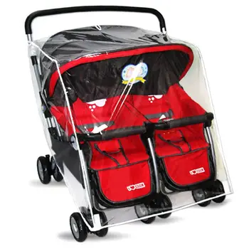 Детска количка за близнаци Бебешки Pushchs дъждобран Clear количка вятър прах щит