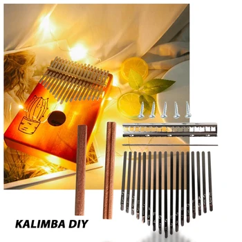 DIY 17 Tone Kalimba Keys Tines Set Mbira Thumb Piano Rosewood Bridge Резервни части Домашни музикални инструменти Аксесоари
