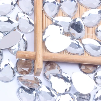 Плоски фасети Акрилен кристал сълза форма кристал много размер Изберете DIY нокти изкуство декорации лепило върху облекла занаяти