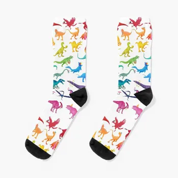 Rainbow dinos чорапи на едро зимни анти хлъзгане футбол луксозна жена чорапи мъжки