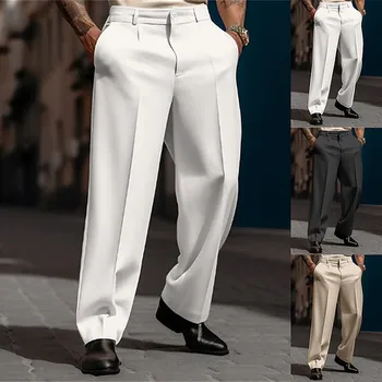 Мъжки официални наклонени джоб права тръба плътен цвят удобно момиче желе сандал момчета траверси рейв дъна големи високи панталони