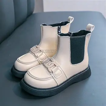 Нови деца ботуши момичета деца една стъпка ниско нарязани кратко топло нехлъзгащи се обратно училищни обувки