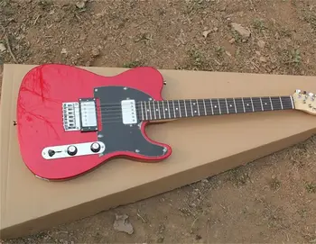 Персонализирана електрическа китара махагоново тяло кленов врат кленов пръст червен метален гланц може да бъде персонализиран