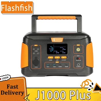 Flashfish J1000 Plus 1000W преносима електроцентрала, 932.4Wh / 252000mAh резервен слънчев генератор, 220V чисти синусоидални AC изходи, LCD