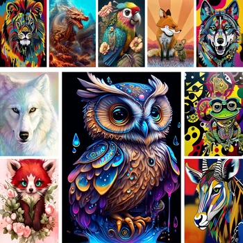 Cartoon Animals Lion Owl Diamond Art Painting Stickers & Posters Gothic Home Decor Full Square Round Diamond Full Round Diamond
