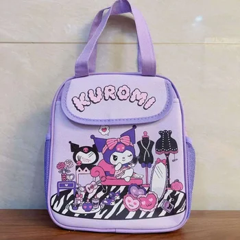 Sanrio Hello Kitty карикатура модел обяд кутия чанта за съхранение, Kuromi PU платно чанта, момиче преносим голям капацитет пътуване чанта