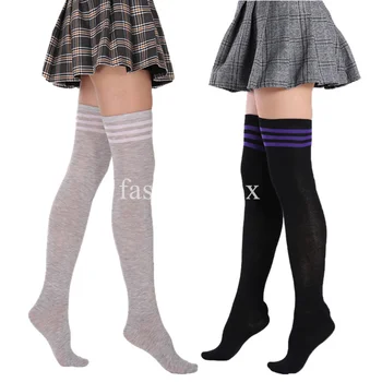 Компресионни чорапи Holloween парти косплей черно бяло бедро високо над коляното чорапи замърсен цвят дълги чорапи жени топли чорапи