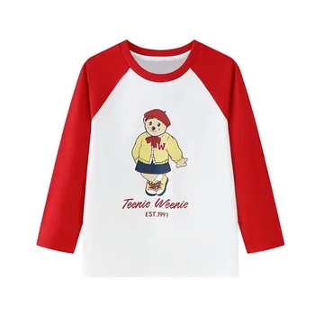 sweet bear print памучни тениски за бебе момиче детски дрехи пролетна тениска tosp Family Matching Outfits момчета дрехи نيك بنت صغيرة
