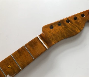 DIY Tiger Flame Maple Electric Guitar Neck 21 Fret 25.5 инча Fingerboard Abalone Dot Gloss