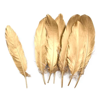 Търговия на едро спрей златни гъши пера за занаяти Декорация на сватбено тържество Турция щраусови пера карнавални аксесоари