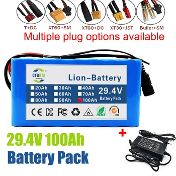 24V 100Ah 7s3p 18650 батерия литиева батерия 24v 100000mAh електрически велосипеден мотопед електрическа литиево-йонна батерия + 2A зарядно устройство
