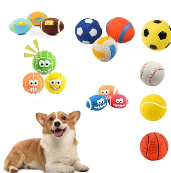 Скърцащо куче гумени играчки куче топка латекс стоматологични дъвчете играчка ухапване устойчиви кученце звук играчка куче доставки за малки средни големи куче