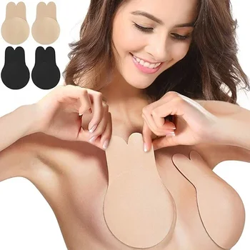 Дамски самозалепващ силиконов невидим сутиен за многократна употреба лепило за повдигане на гърдите Kawaii заек сутиен подложка