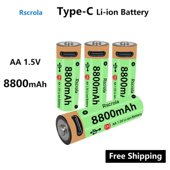 Модернизирана дълготрайна AA литиево-йонна батерия тип-C Акумулаторна батерия с голям капацитет 1.5H бързо зареждане над 1500 цикъла живот на батерията