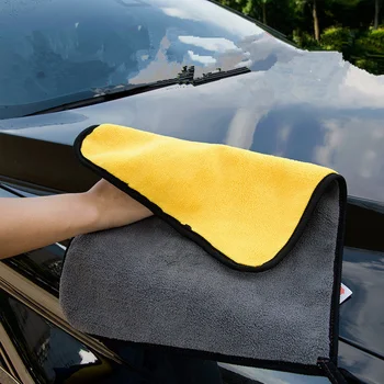 микрофибърна кърпа за почистване Сгъстяване на мека кърпа за сушене Кърпи за измиване на тялото на автомобила Двуслойни чисти парцали 30/40/60cm