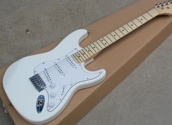 Бяло тяло електрическа китара 6 струни с розово дърво грифа 22 прагчета могат да бъдат персонализирани