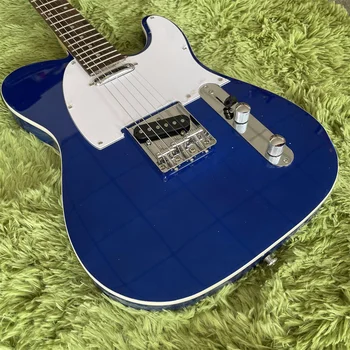 Безплатна доставка В наличностBlue Електрическа китара отпред & отзад обвързани бял хардуер Rosewood Fingerboard китари Guitarra
