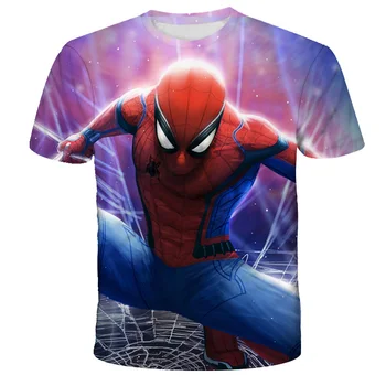 Marvel Superheroes Спайдърмен тениска Детски тениски Момчета тениски Детски къс ръкав Хълк Капитан Америка дрехи Tee