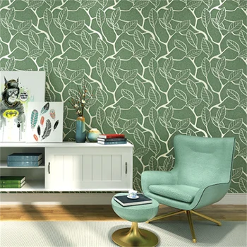 Модерен минималистичен скандинавски зелен растителни листа тапет хол спалня фон стена дом несамозалепващи Papel De Parede