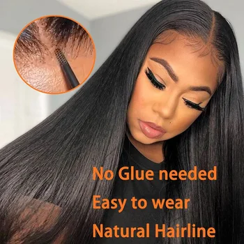 Wear And Go Glueless Wig Straight Lace Front Human Hair Wig 4x4 HD Lace Closure Wig Pre Plucked Hairline Pre Cut Human Hair Wigs