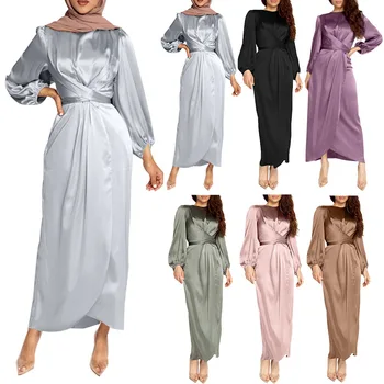 Есен бутер ръкав Мароко мюсюлманска рокля жени Abaya Kaftans ежедневни вечерни рокли Жена Турция исляма дълга роба Femme Vestidos