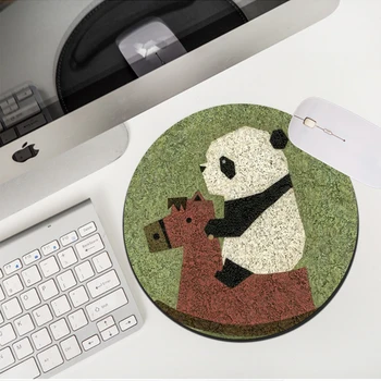 MRGLZY 20X20/22X22CM Дропшипинг Смешни Panda подложка за мишка PC Аксесоари за игри Зелен сладък Малки подложки за мишка Килим гумено бюро Мат