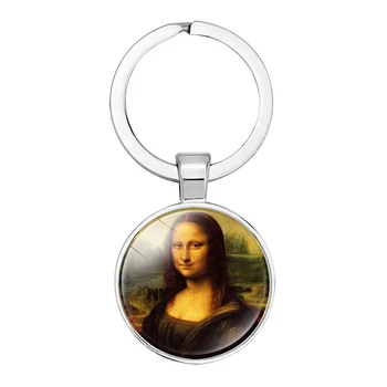 Мона Лиза Ван Гог ключодържател сувенири стъкло Cabochon ключодържател известен живопис ключодържател висулка подаръци