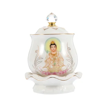 Керамични купички за сервиране Порцеланова чаша за вода Lotus Flower Holder Доставка на поклонение