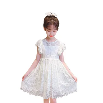 Момиче рокля дантела флорални момиче парти рокля случайни стил рокля за деца лято детски дрехи 6 8 10 12 14