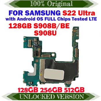 Оригинална дънна платка 512G 256G Mainbaord за Samsung Galaxy S22 Ultra S908B S908B / BE S908U Пълна работна основна логика платки