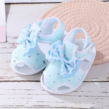 Детски ежедневни обувки Новородено бебе момичета меки обувки подметка дантела цветен печат обувки ясли обувки сандали бебе Детская Обувь