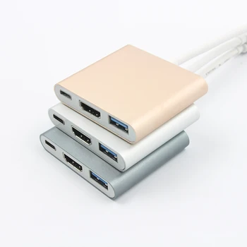 Type-c HUB USB C Към -съвместим 3 IN 1 конвертор Head -compatibleUSB 3.1 PD бързо зареждане интелигентен адаптер за MacBook