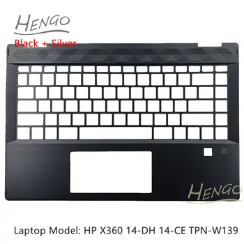 Ново за HP X360 14-DH 14-CE TPN-W139 Palmrest KB Bezel Капак за горен калъф черен + SILVER