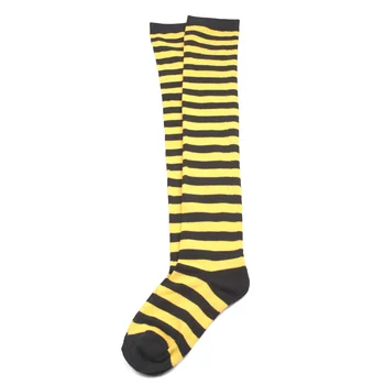 Раирани чорапи за крака Жълто черно: 1 чифт над коляното Чорапи Еластични дълги чорапи Ежедневни чорапи Чорапи