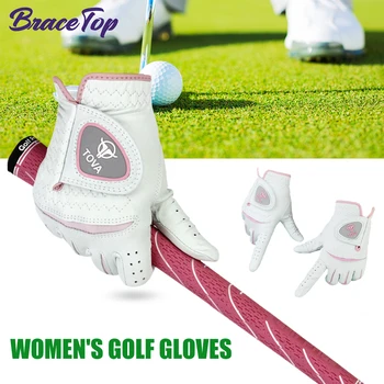 1 чифт мода дамски голф ръкавици микро мека овча кожа дишаща против хлъзгане лява и дясна ръка спортни ръкавици за жени дами
