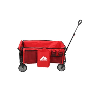 Ozark Trail Camping Utility Wagon с багажник и удължителна дръжка, червен