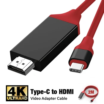 2M Тип C към HDMI-съвместим кабелен конвертор адаптер 4K 60hz USB-C USB C към HD-MI Android за MacBook Samsung Galaxy S9 XIAOMI