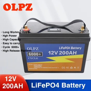 12V 200AH 100Ah LiFePo4 батерия вградена BMS литиево-желязо фосфатна клетка 4000 цикъла за RV кемпери Голф количка слънчева със зарядно устройство