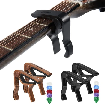 Moving Capo Sliding Capo Adjustable Capo for Tuning Tone of String Instruments with 5 Picks for Electric Acoustic Guitar
