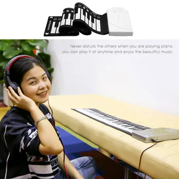 Portable 49-Key Flexible Silicone Roll Up Piano Folding Electronic Keyboard