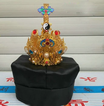 сплав корона таоизъм шапки даоистки Тай чи шапки мощност тайджи капачка косплей шестоъгълна шапка високо качество