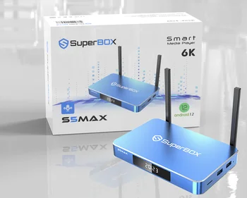 HOT Продажба Купи 2 Вземи 1 Безплатни SuperBox S5 Max Bundle 8K HDMI, 64GB карта / диск, WiFi удължител, клавиатура