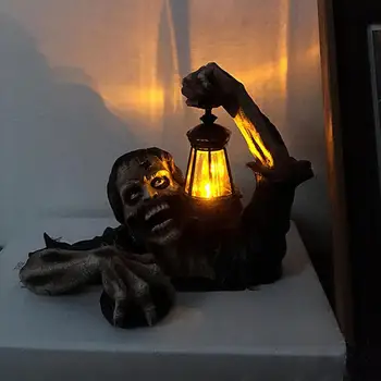 Градинска скулптура Зомбита с дизайн на лампата Светеща смола ужас сцена Наземни орнаменти Хелоуин подпори